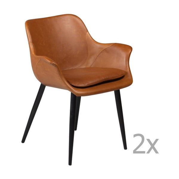 Zestaw 2 brązowych krzeseł z podłokietnikami DAN– FORM Combino