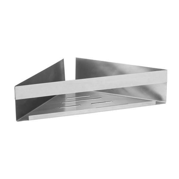 Narożna samoprzylepna półka łazienkowa ze stali nierdzewnej w kolorze matowego srebra Genova – Wenko-image-1