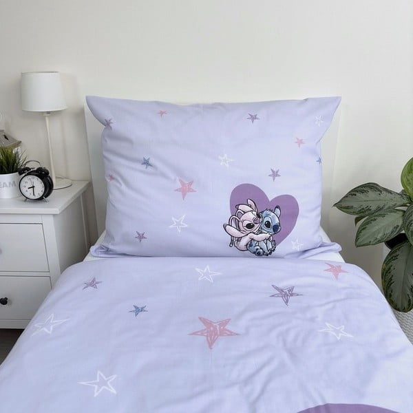 Bawełniana jednoosobowa pościel dziecięca 140x200 cm  Lilo and Stitch "Heart" – Jerry Fabrics-image-4