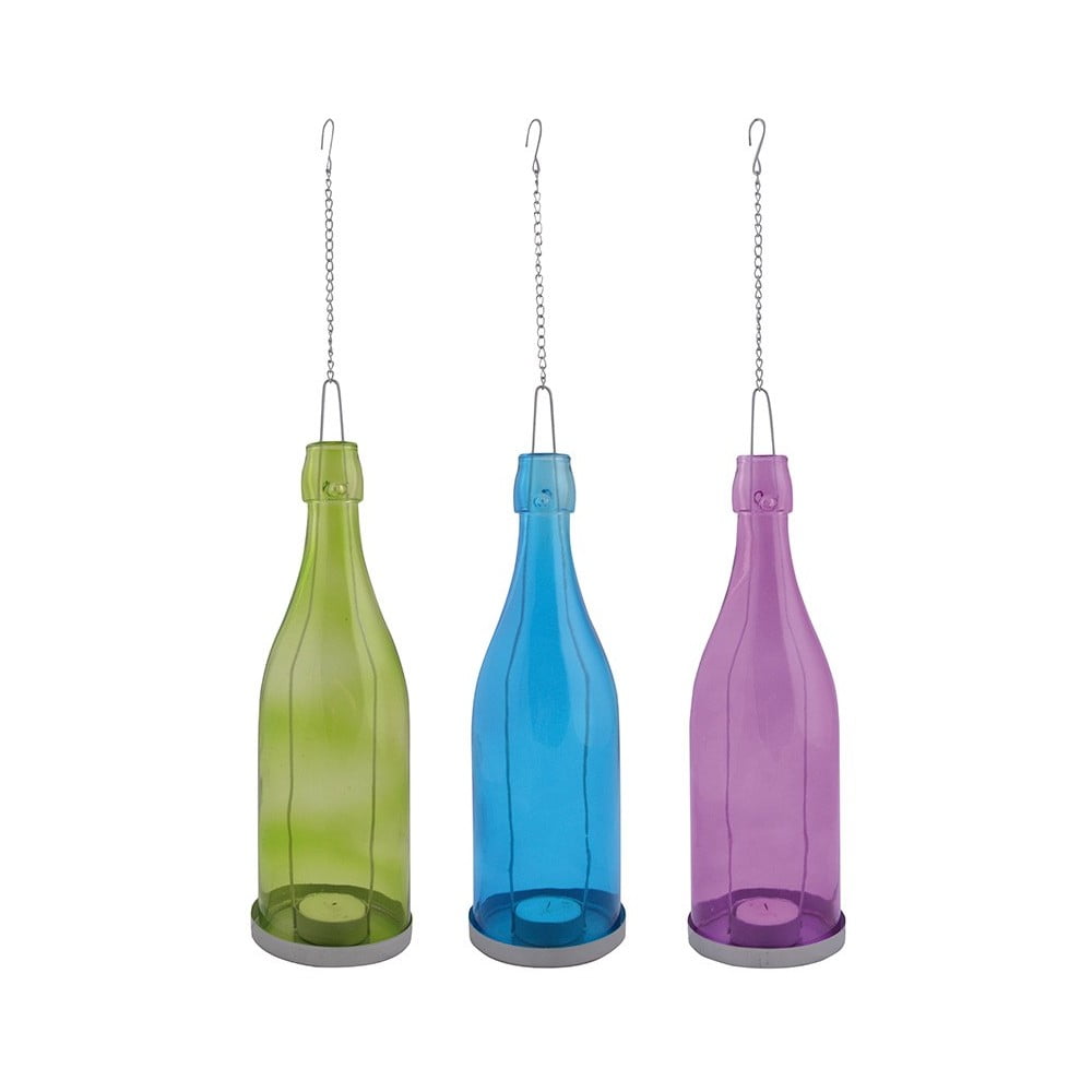 Zestaw 3 świeczników wiszących Esschert Design Bottle