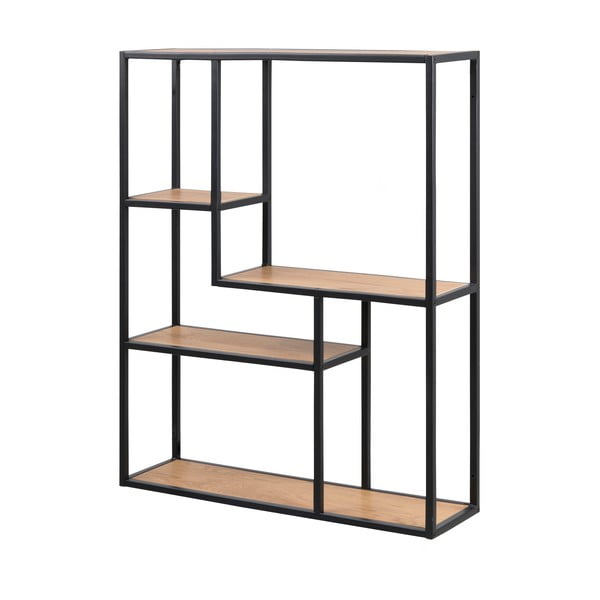 Czarno-naturalny regał ścienny w dekorze dębu 75x91 cm Seaford – Actona-image-2