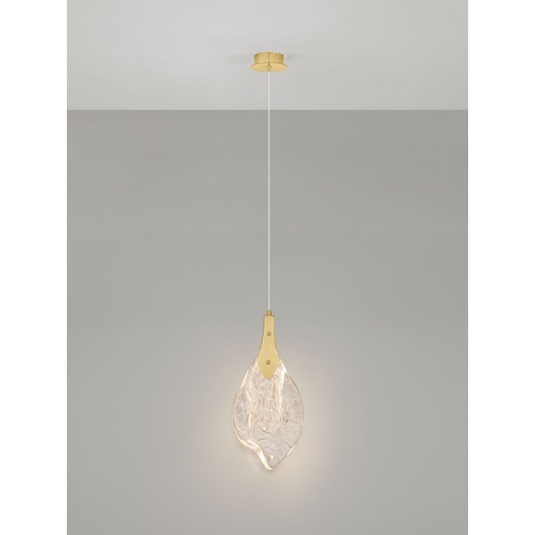 Stalowa lampa wisząca LED ze ściemniaczem w kolorze złota ze szklanym kloszem ø 17,5 cm Bellina – Nova Luce-image-4