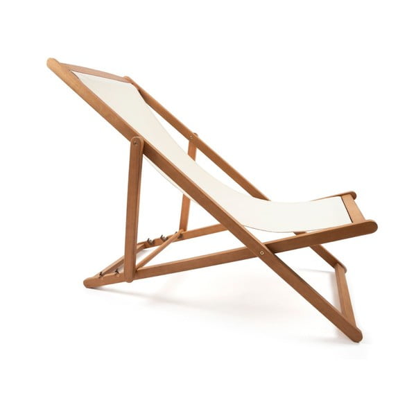 Beżowy składany leżak ogrodowy z drewna akacji Bonami Essentials Deck-image-2