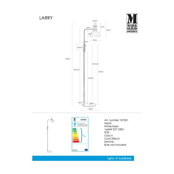 Biała lampa stojąca Markslöjd Larry-image-3