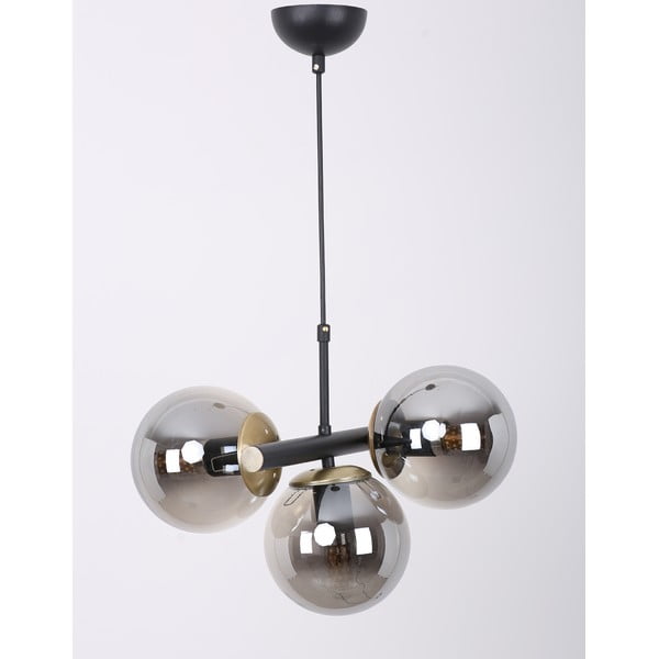 Czarno-szara lampa wisząca ze szklanym kloszem ø 15 cm Cascade – Squid Lighting-image-4