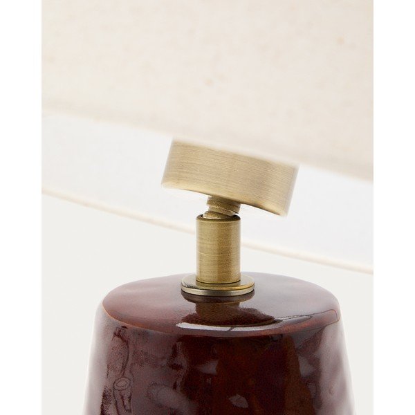 Czerwono-biała lampa stołowa z tekstylnym kloszem (wysokość 49 cm) Drava – Kave Home-image-3