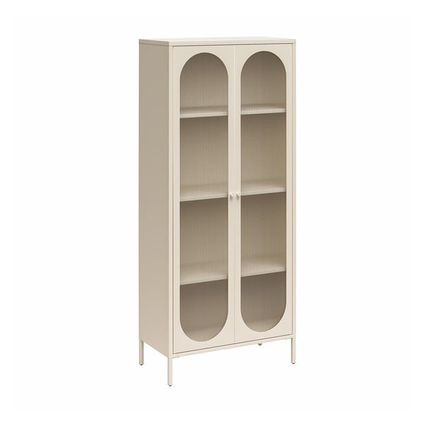 Kremowa metalowa witryna 80x186x40 cm Luna – Støraa-image-2