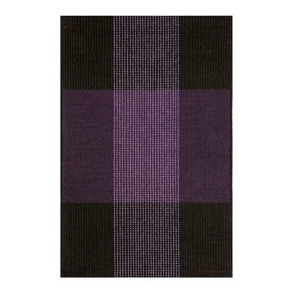 Fioletowo-czarny dywan wełniany ręcznie tkany Linie Design Bologna, 50x80 cm
