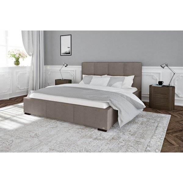 Szarobeżowe łóżko dwuosobowe ze stelażem i schowkiem Guy Laroche Home Fascination, 140x200 cm-image-1