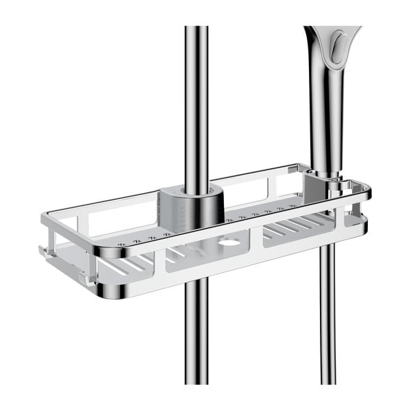 Samoprzylepna plastikowa półka łazienkowa w kolorze błyszczącego srebra Libertà – Wenko-image-2