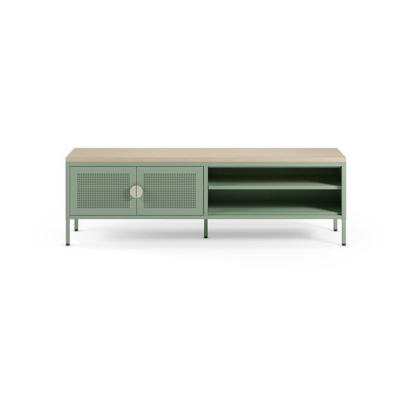 Miętowa/w naturalnym kolorze metalowa szafka pod TV 160x50x35 cm Sayla – Marckeric