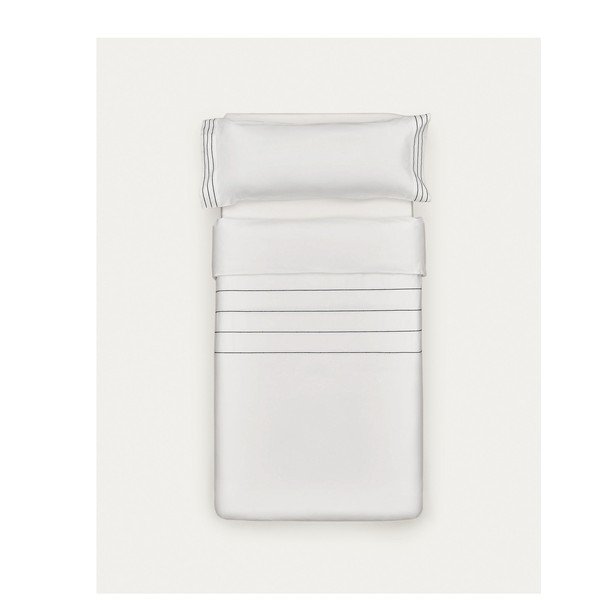 Biała pościel jednoosobowa z perkalu bawełnianego 150x220 cm Cintia – Kave Home-image-4