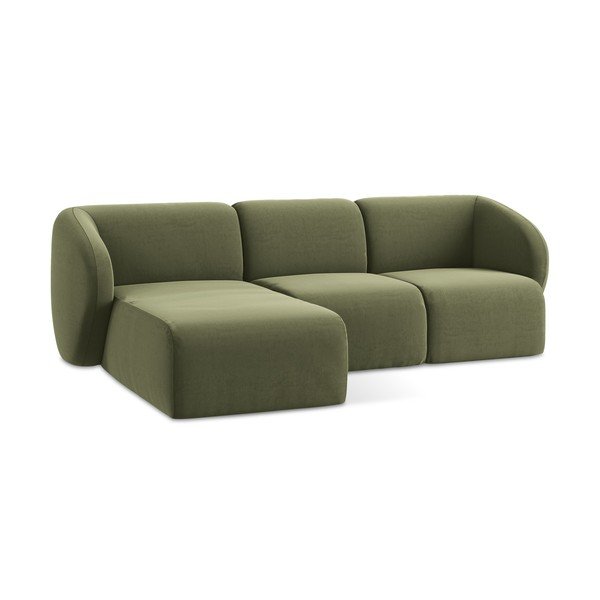 Zielony aksamitny narożnik (lewostronny/z szezlongiem) Lani – Makamii-image-4