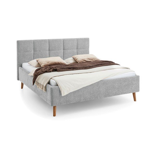 Szare tapicerowane łóżko dwuosobowe ze schowkiem ze stelażem 180x200 cm Nova – Meise Möbel
