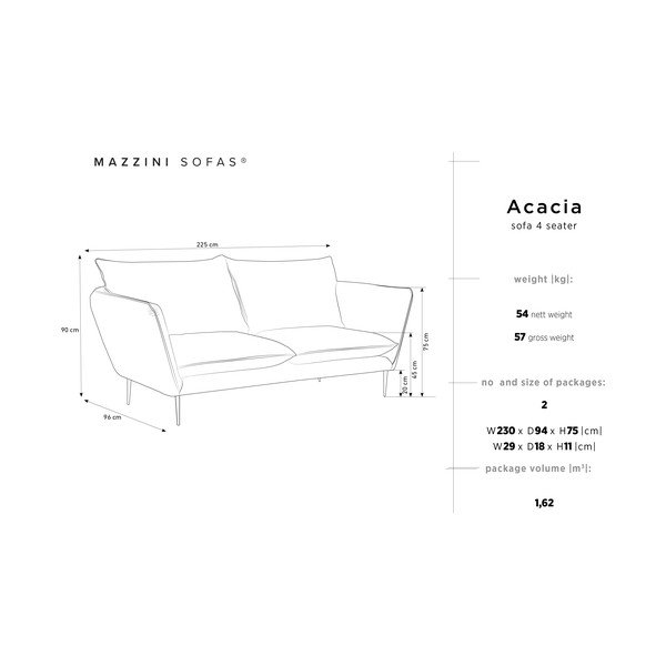 Beżowa aksamitna sofa Mazzini Sofas Acacia, dł. 225 cm-image-3