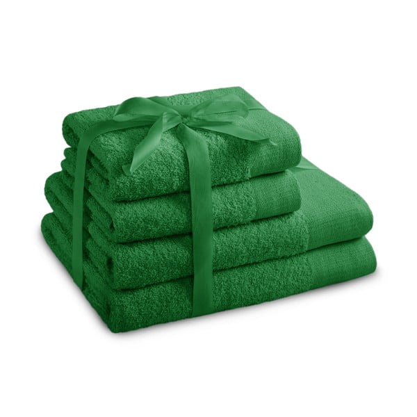 Zielone bawełniane ręczniki zestaw 4 szt. frotte Amari – Restilo
