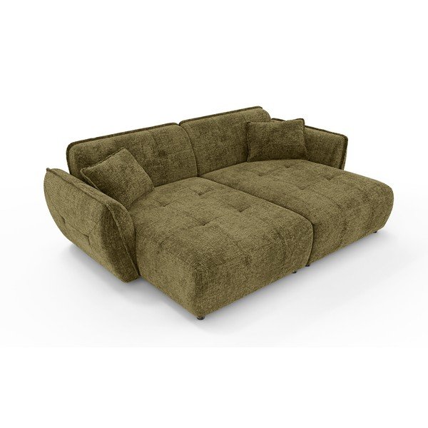 Zielona sofa z tkaniny szenilowej z szezlongiem 252 cm Nelia Big – Ropez-image-2