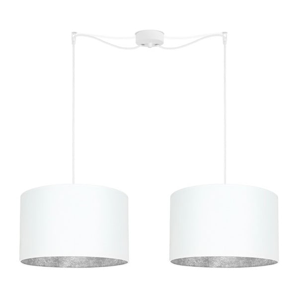 Biała podwójna lampa wisząca z wnętrzem w srebrnej barwie Sotto Luce Mika