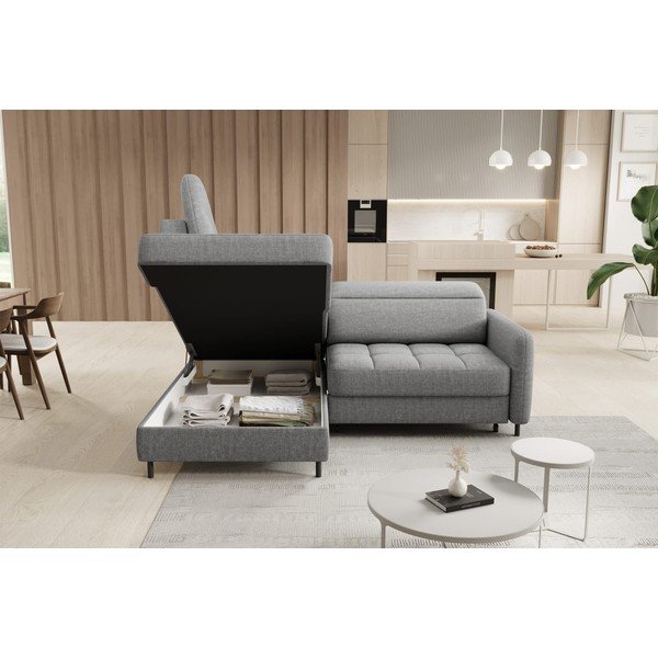 Szary aksamitny rozkładany/ze schowkiem narożnik (lewostronny/w kształcie litery L) Barea – ELTAP-image-4