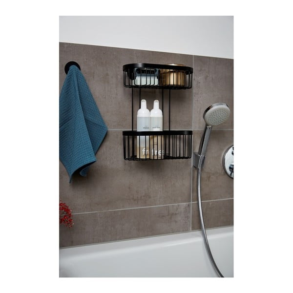 Czarny 2-poziomowy koszyk ścienny Wenko Classic Plus 2 Tier-image-4