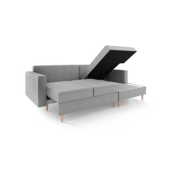Szara sofa rozkładana ze schowkiem Mazzini Sofas Aubrieta, prawostronna-image-2