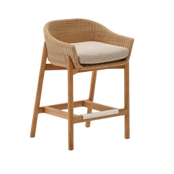 Tapicerowany/rattanowy hoker ogrodowy w naturalnym kolorze Galea – Kave Home