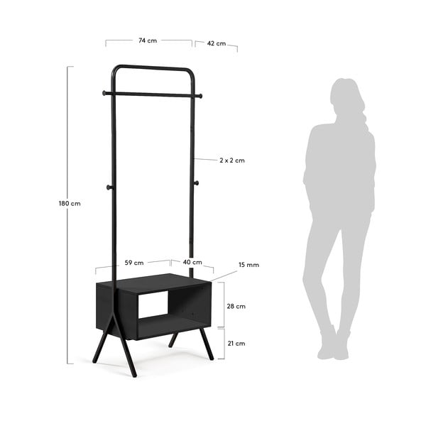 Czarny metalowy stojak na ubrania Kave Home Bently-image-4