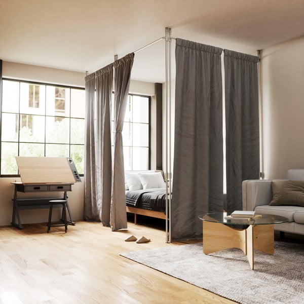 Stalowy panel dzielący na zasłony w kolorze srebra Anywhere – Umbra-image-1