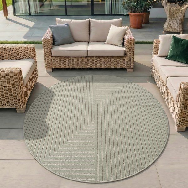 Zielony okrągły dywan odpowiedni na zewnątrz ø 160 cm Nova 1202 – Ayyildiz Carpets-image-1