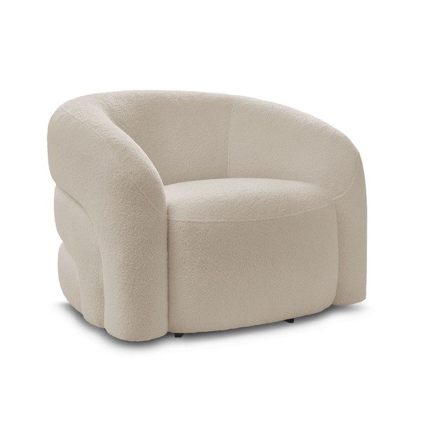 Beżowy obrotowy fotel z materiału bouclé Elina – Bobochic Paris