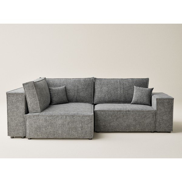 Szary rozkładany/ze schowkiem narożnik z tkaniny szenilowej (lewostronny/w kształcie litery L) Tonga – Maison de Rêve-image-2