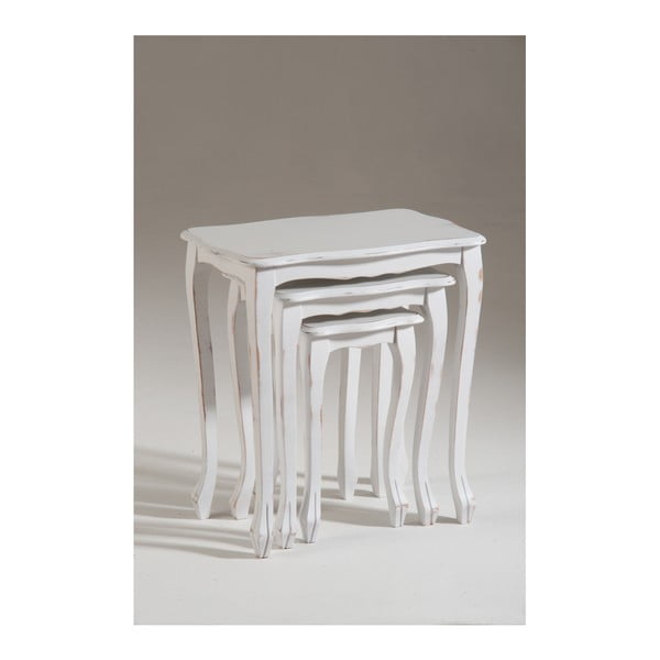 Zestaw 3 białych stolików drewnianych Castagnetti Triptych