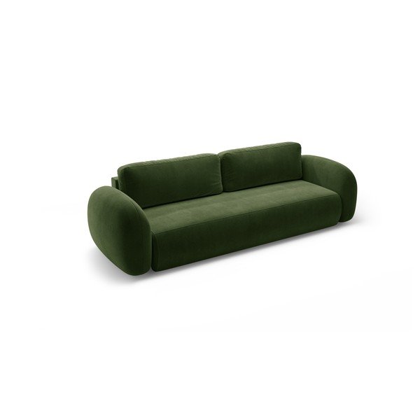 Zielona aksamitna rozkładana/ze schowkiem sofa 262 cm Tonale – Cosmopolitan Design-image-2