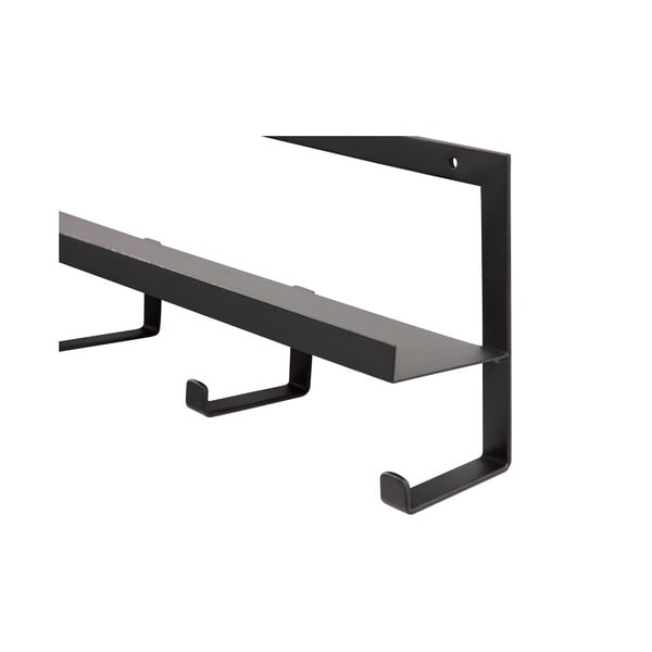 Czarny metalowy wieszak ścienny z półką Quinn – WOOOD-image-3