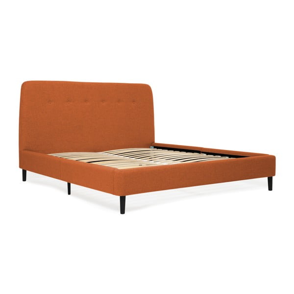 Pomarańczowe łóżko 2-osobowe z czarnymi nogami Vivonita Mae Queen Size, 160x200 cm