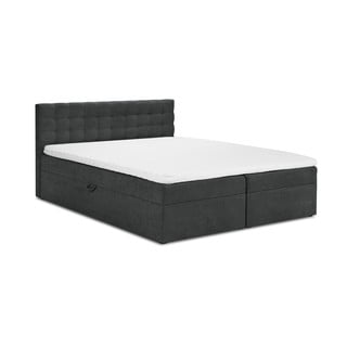 Ciemnoszare łóżko boxspring ze schowkiem 200x200 cm Jade – Mazzini Beds