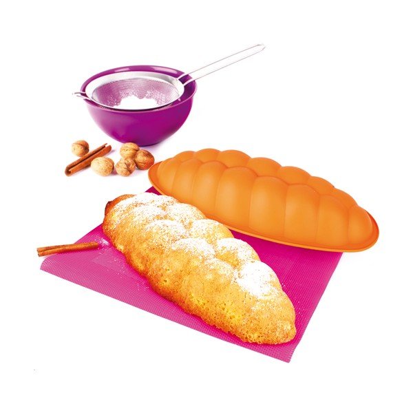 Pomarańczowa silikonowa forma na chałkę Orion Twist, 38x15 cm-image-3