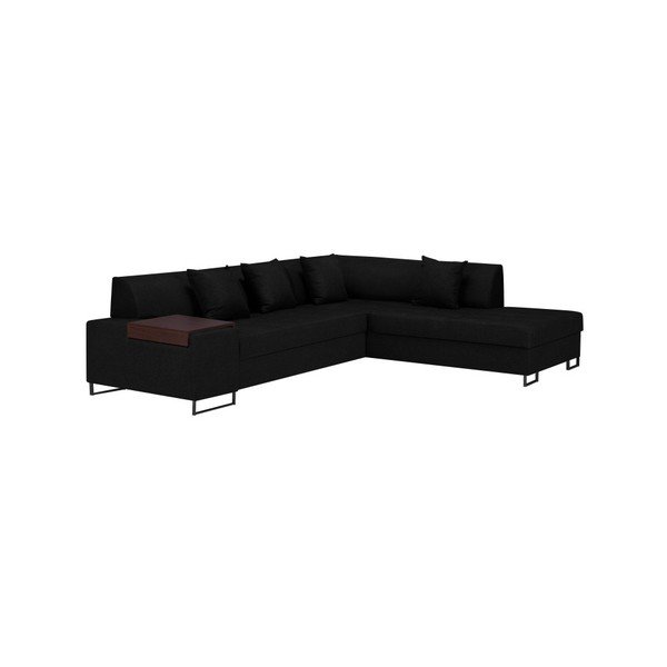 Czarny narożnik z nogami w kolorze czarnym Cosmopolitan Design Orlando, prawy róg