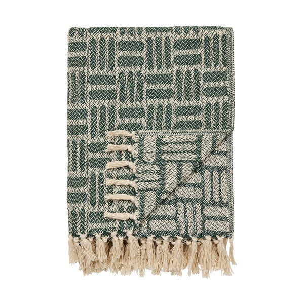 Zielony koc z bawełny z recyklingu 130x180 cm Adana – House Nordic