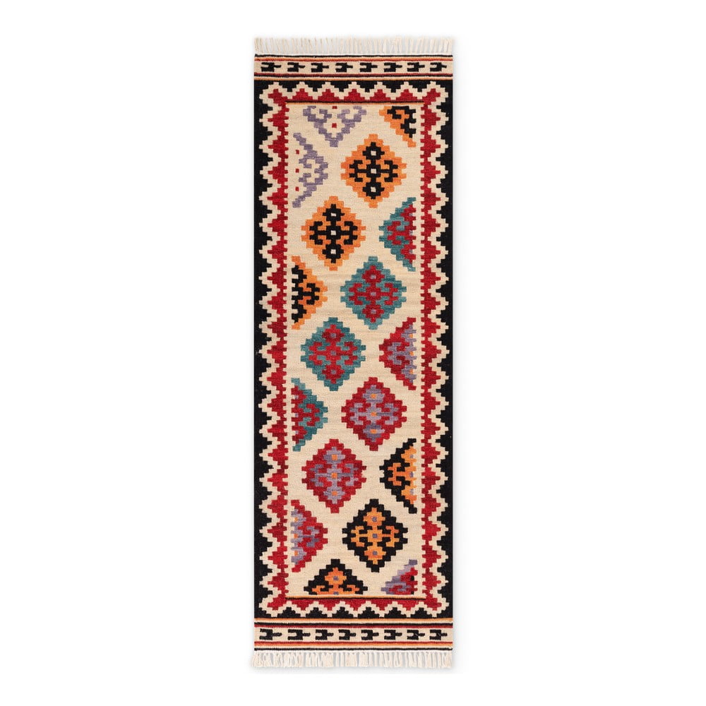 Czerwony wełniany chodnik dwustronny tkany ręcznie 60x190 cm Kamal Kian – Nouristan