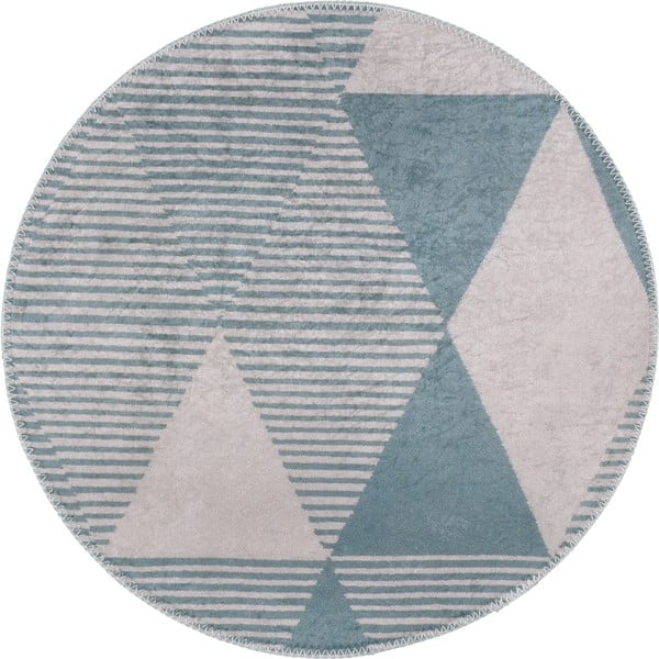 Niebieski okrągły dywan odpowiedni do prania ø 80 cm Yuvarlak – Vitaus