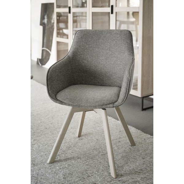 Beżowe tapicerowane fotele jadalniane zestaw 2 szt. Alison – Rowico-image-1