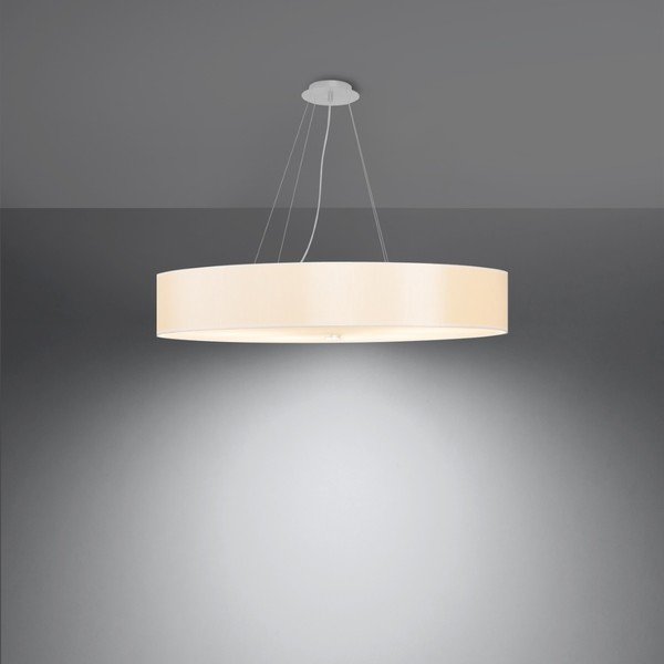Biała lampa wisząca z tekstylnym kloszem ø 80 cm Herra – Sollux-image-2