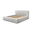Jasnoszare tapicerowane łóżko dwuosobowe ze schowkiem ze stelażem 180x200 cm Denali – Bobochic Paris