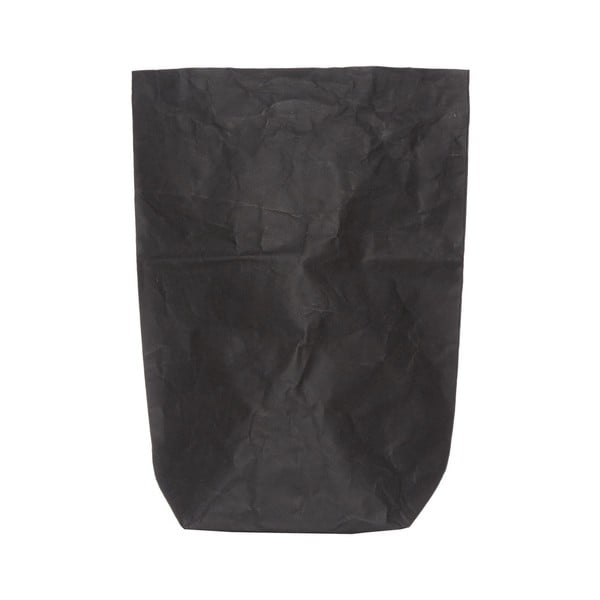 Czarna osłonka na doniczkę z papieru zmywalnego Furniteam Plant, wys. 62 cm