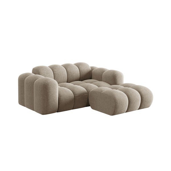 Jasnobrązowy narożnik z tkaniny szenilowej (prawostronny/z szezlongiem) Treno – Cosmopolitan Design-image-1