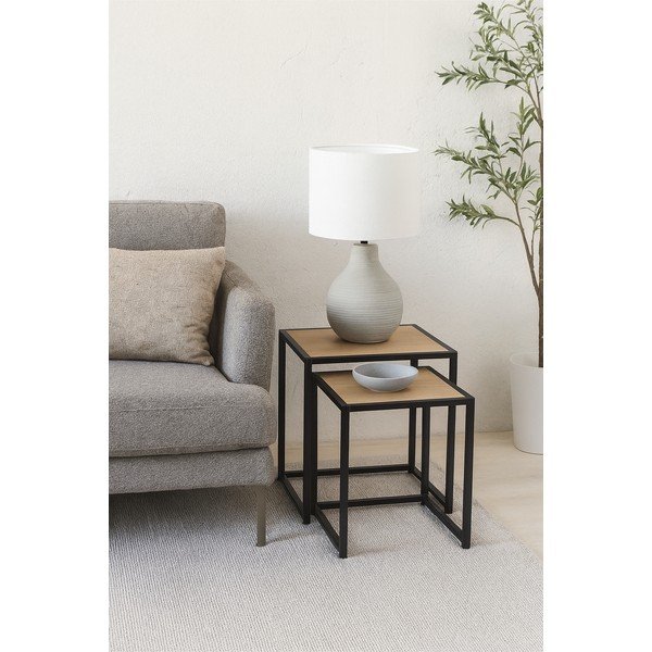 Stoliki w dekorze dębu zestaw 2 szt. 38x38 cm Noah – Bonami Essentials-image-1