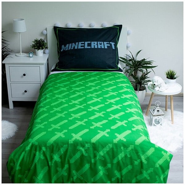 Bawełniana dziecięca pościel jednoosobowa 140x200 cm Minecraft Survival Mode – Jerry Fabrics-image-2
