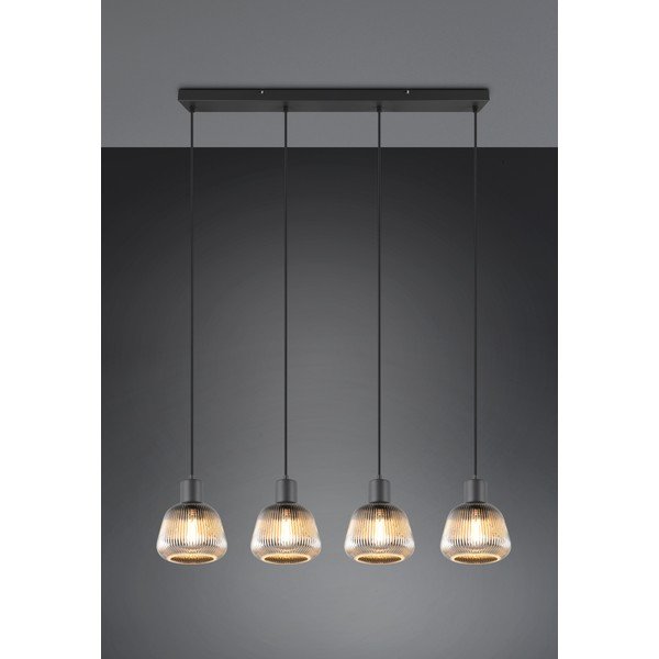 Czarna lampa wisząca ze szklanym kloszem ø 15 cm Tarifa – Trio-image-1