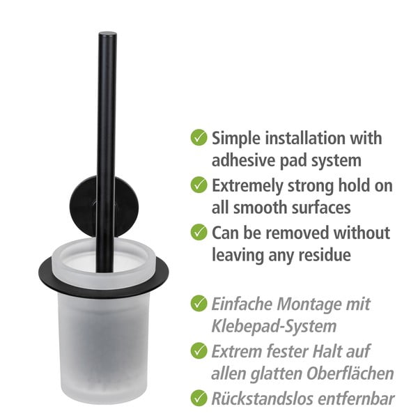Samoprzylepna szklana szczotka do WC w kolorze matowej czerni Bivio – Wenko-image-4